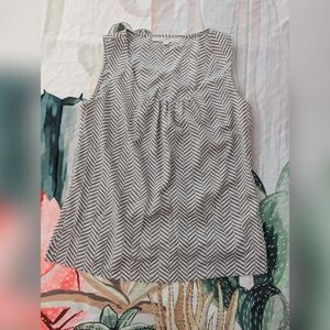 Ann Taylor Loft Petite Brown & White Herringbone Sequin Tank Top